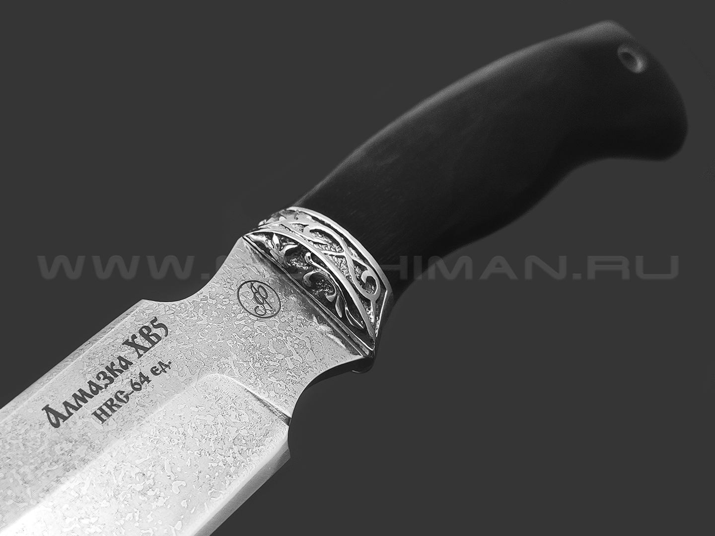 Нож "Рысь-М" сталь Алмазка ХВ5, рукоять дерево граб, мельхиор (Фурсач А. А.)