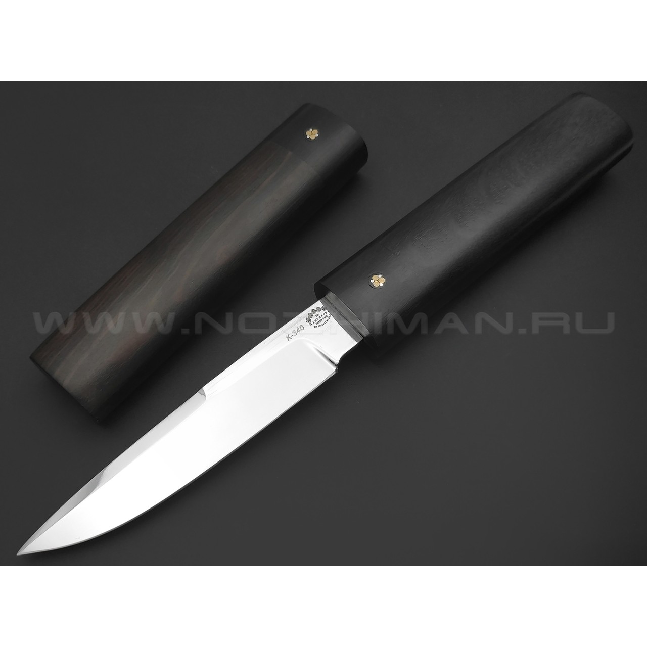 Товарищество Завьялова нож Лесник, сталь K340, рукоять Дерево граб, деревянные ножны