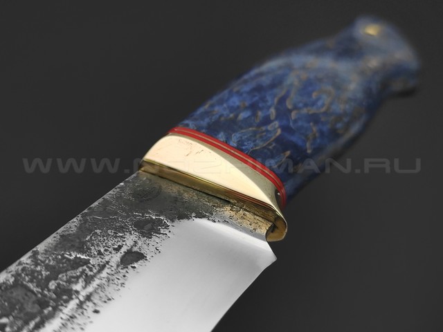 Товарищество Завьялова нож Бунтарь сталь 9ХС, рукоять Стаб. дерево синее, латунь