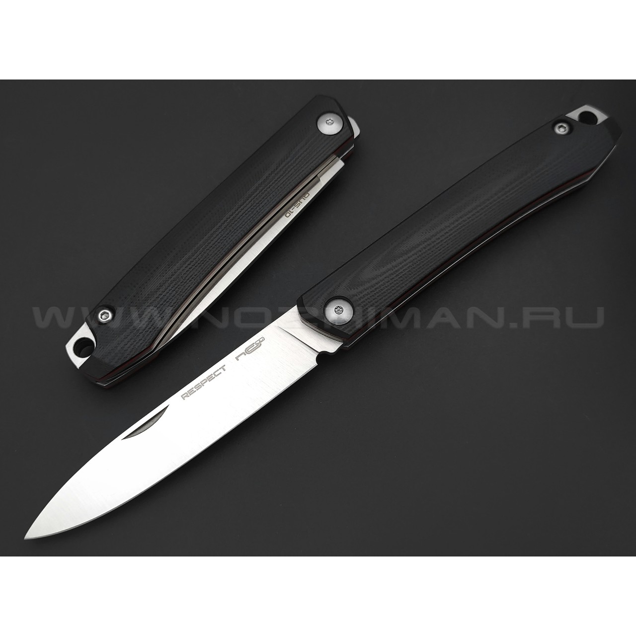 N.C.Custom нож Respect сталь Aus-10, рукоять G10 Black & Red