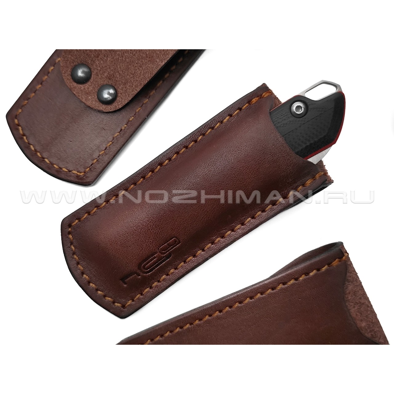 Чехол для складного ножа N.C.Custom, коричневая кожа