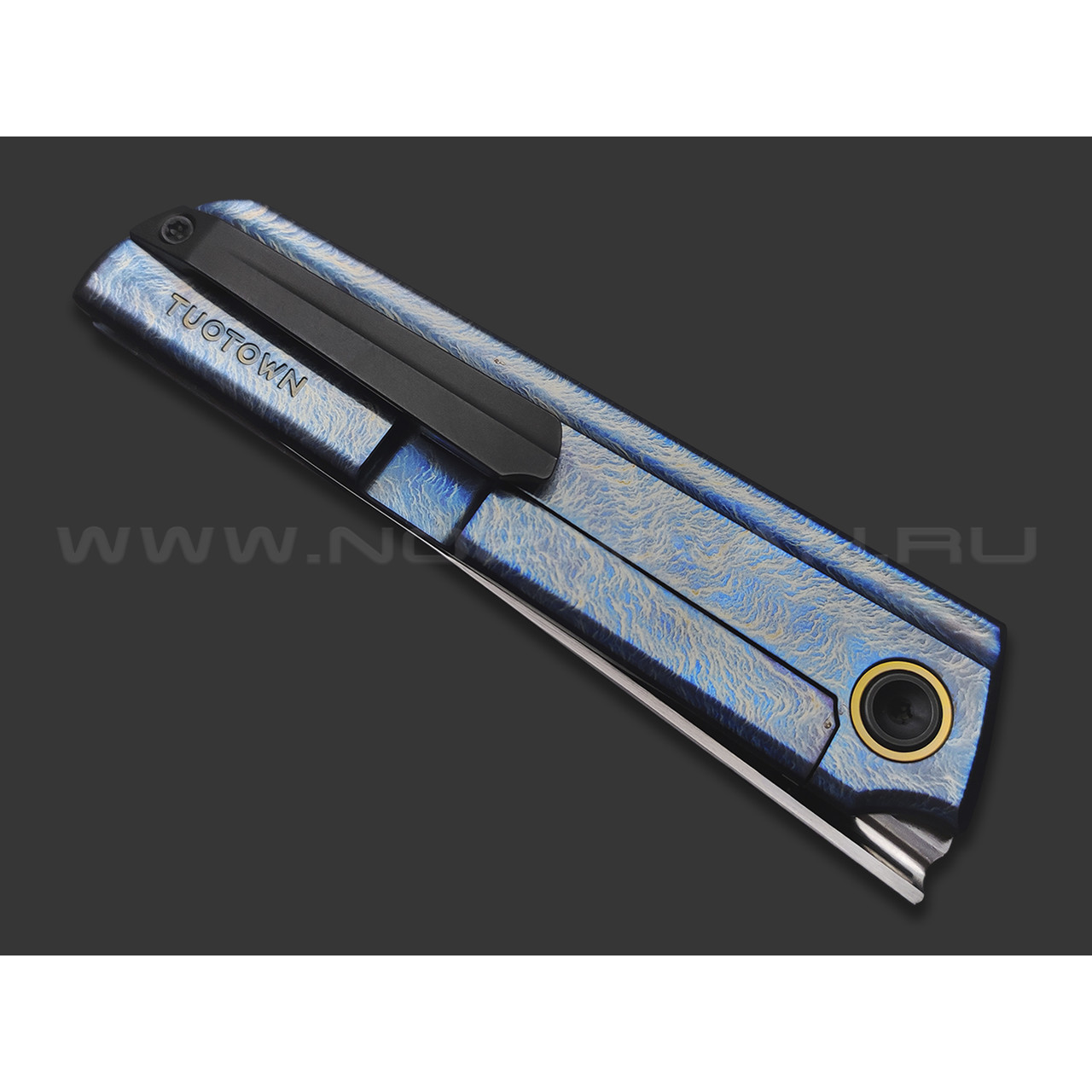 TuoTown складной нож Common TCM-MA2 сталь M390 satin, рукоять Titanium TC4 Electric Blue