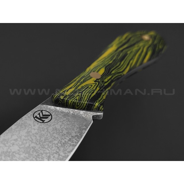 Кирилл Козлов нож Лаурус Мини сталь VG-10, рукоять Micarta chaotic black & yellow