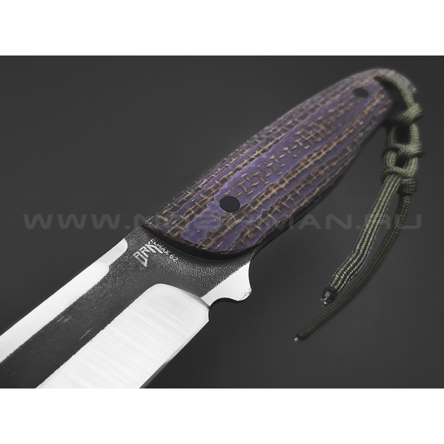 BRK нож Kitsune сталь Elmax satin, рукоять Micarta jute black & purple