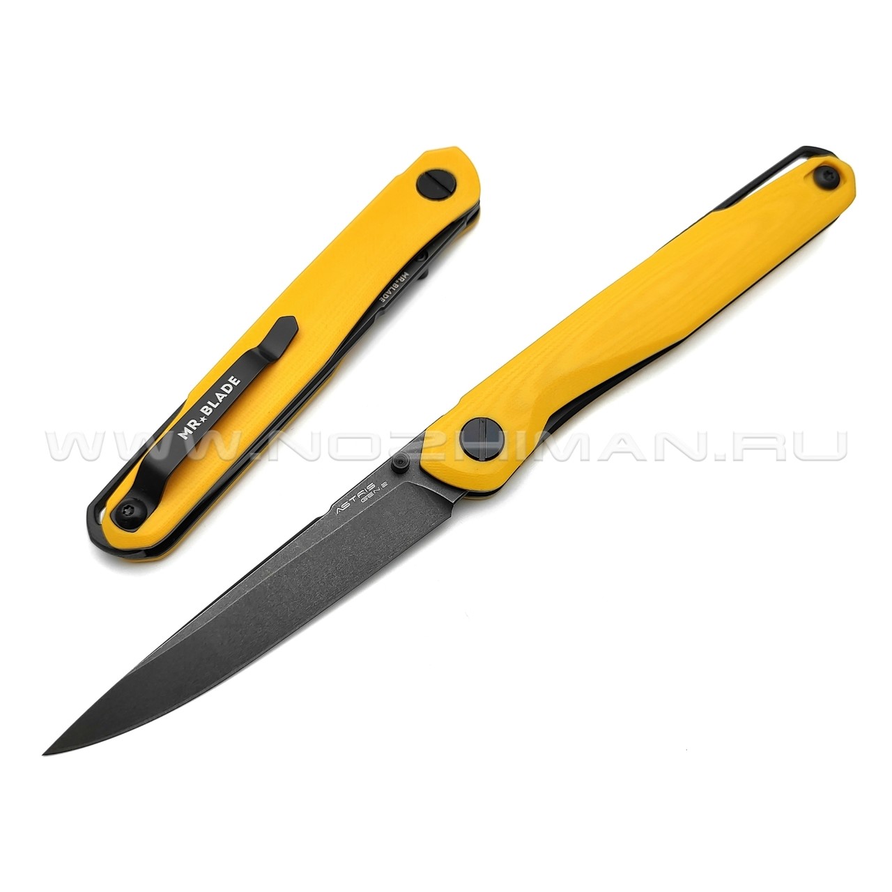 Mr.Blade нож Astris сталь D2 блэквош, рукоять G10 yellow