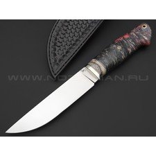 Кузница Ковчег нож Скаут сталь M398, рукоять Кап клена, зуб мамонта, мельхиор
