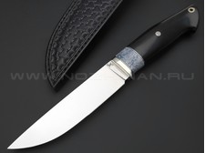 Кузница Ковчег нож Скаут сталь M398, рукоять Black wood, карельская береза, клык моржа, мельхиор