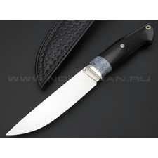 Кузница Ковчег нож Скаут сталь M398, рукоять Black wood, карельская береза, клык моржа, мельхиор