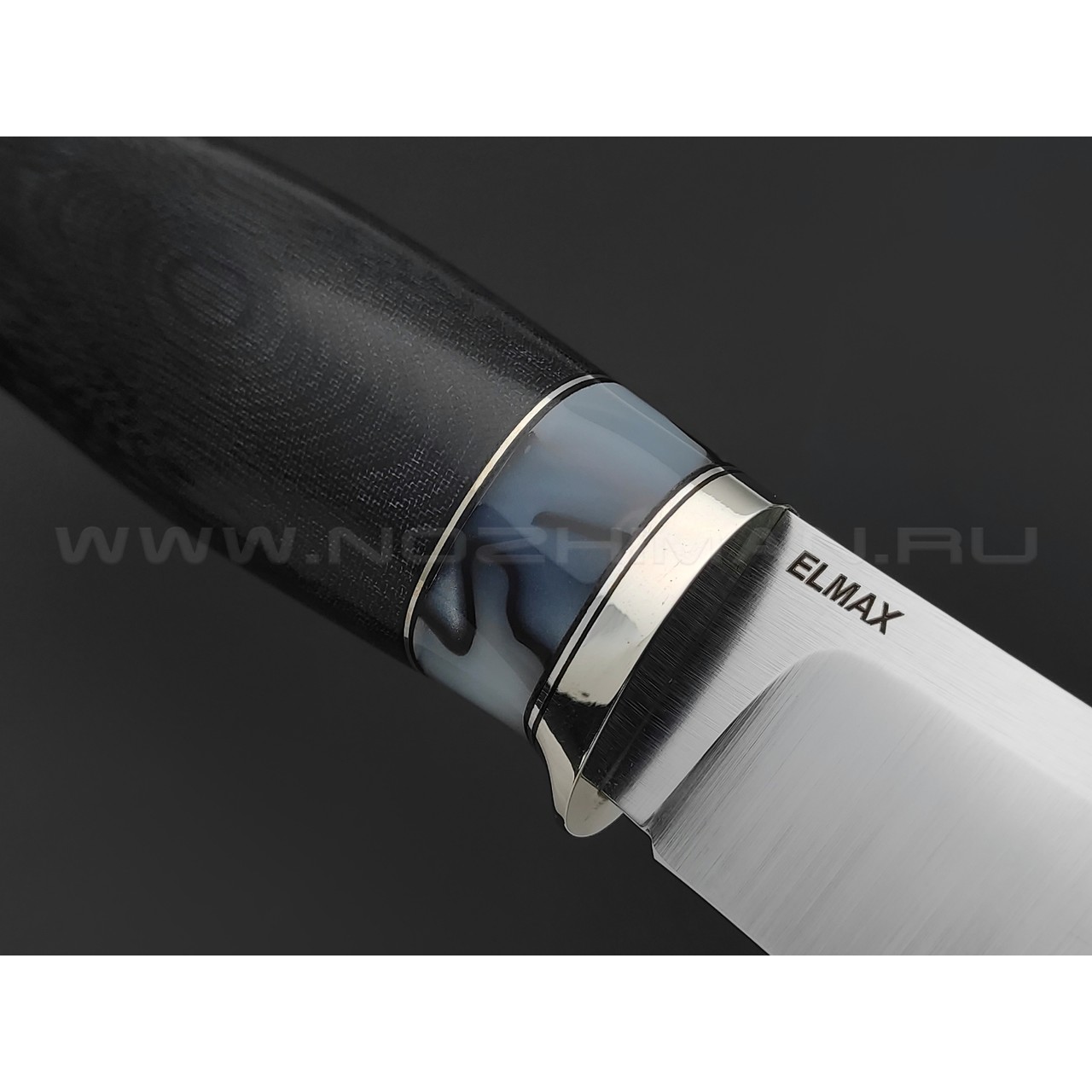 Кузница Ковчег нож Таежный сталь Elmax, рукоять Микарта, киринит, мельхиор