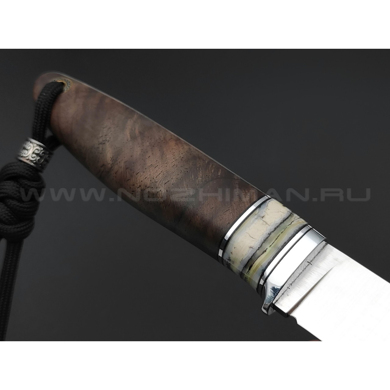 Кузница Ковчег нож Шейный сталь VG-10, рукоять Корень ореха, зуб мамонта белый