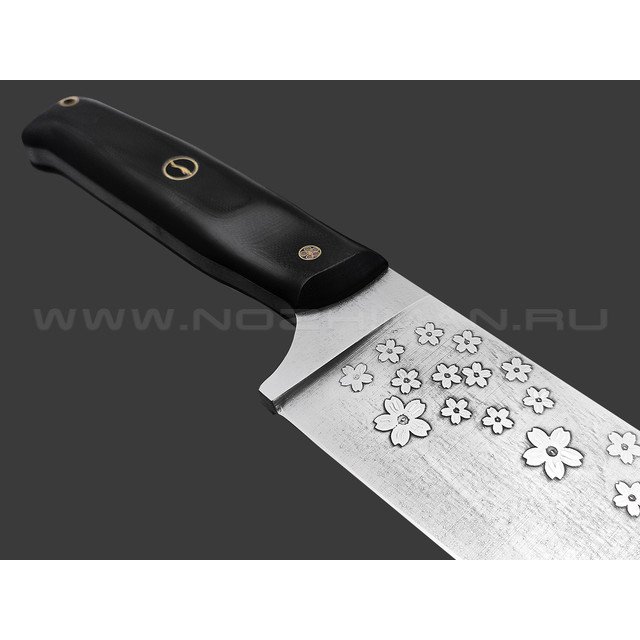 Волчий Век нож Santoku сталь 1.4116 Krupp WA травление, обух 6.5 мм, рукоять G10 black