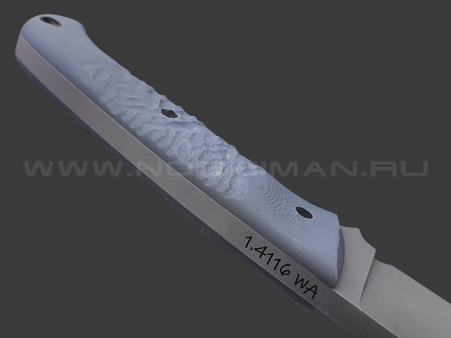 Волчий Век нож Ямской XL сталь 1.4116 Krupp WA stonewash, рукоять G10 grey