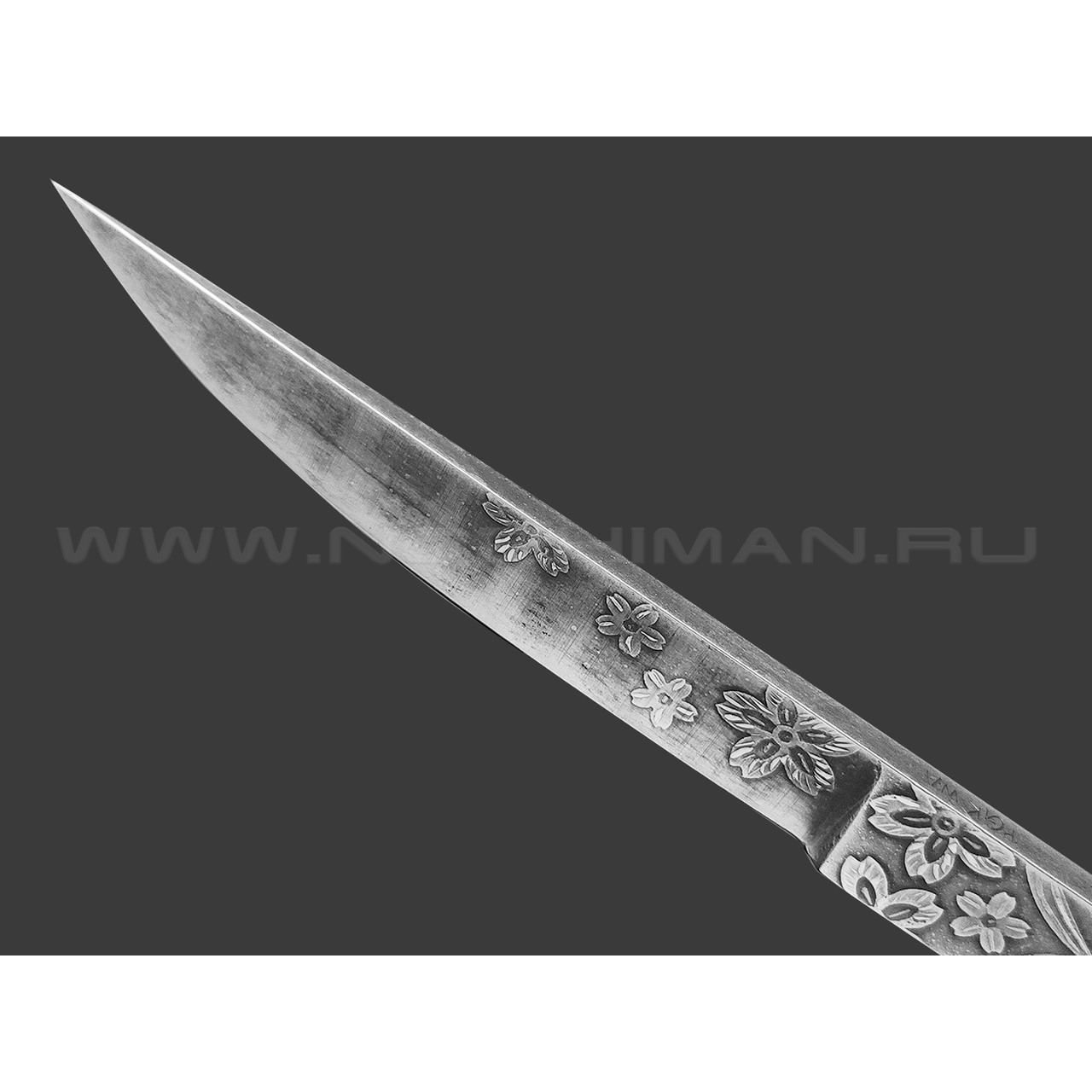 Волчий Век нож скелетный Карпы KOI сталь PGK WA травление, рукоять сталь