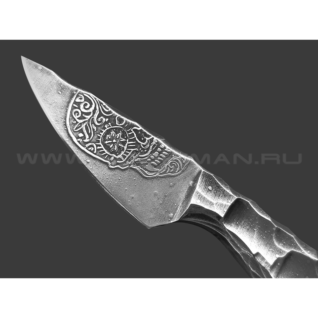Волчий Век скелетный нож Мини МасичЬка сталь D2 WA травление, рукоять сталь 9.6 мм