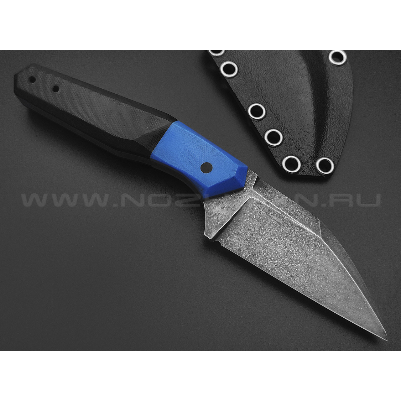 Волчий Век нож Wharn сталь PGK WA травление, рукоять G10 black & blue