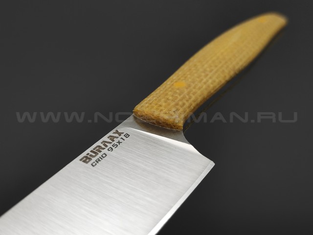 Burlax кухонный нож Utility сталь 95Х18 Cryo, рукоять Micarta jute yellow, pin yellow