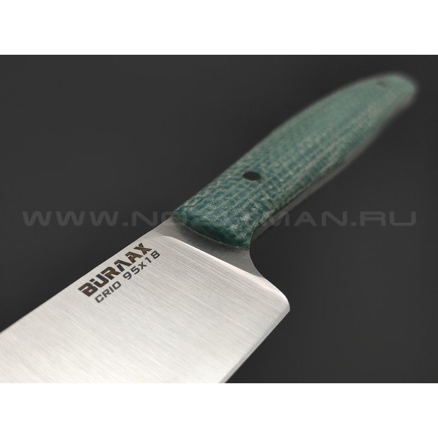 Burlax кухонный нож Utility сталь 95Х18 Cryo, рукоять Micarta jute green