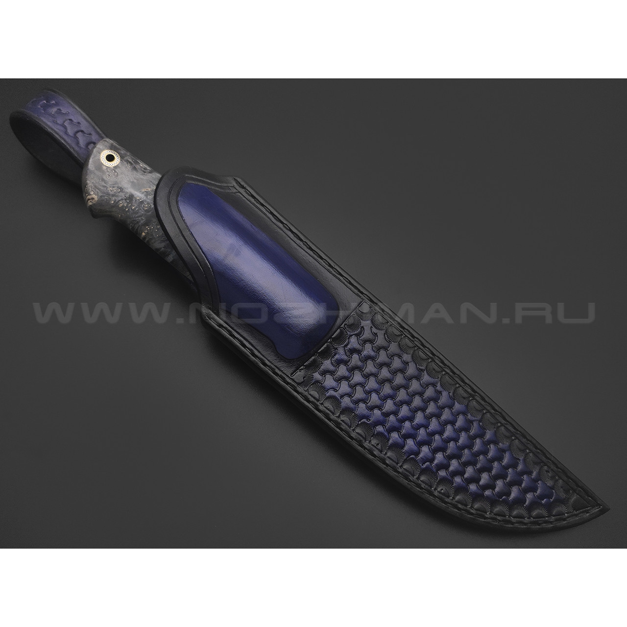 Кузница Ковчег нож Скаут сталь S390, рукоять Кап клена, зуб мамонта, мельхиор