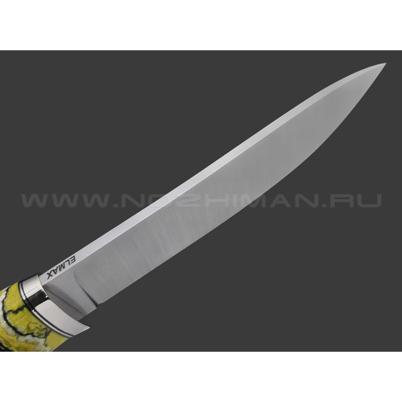 Кузница Ковчег нож Таежный сталь Elmax, рукоять Карельская береза, зуб мамонта, мельхиор