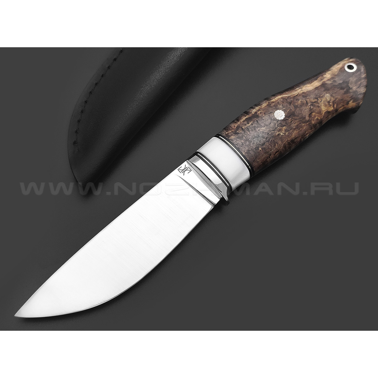 Кузница Ковчег нож Беркут сталь D2, рукоять Карельская береза, кориан, мельхиор