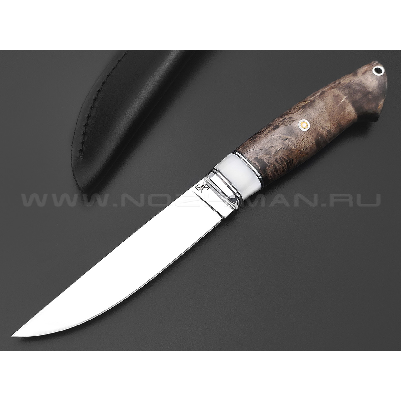 Кузница Ковчег нож Рыбацкий сталь D2, рукоять Карельская береза, кориан