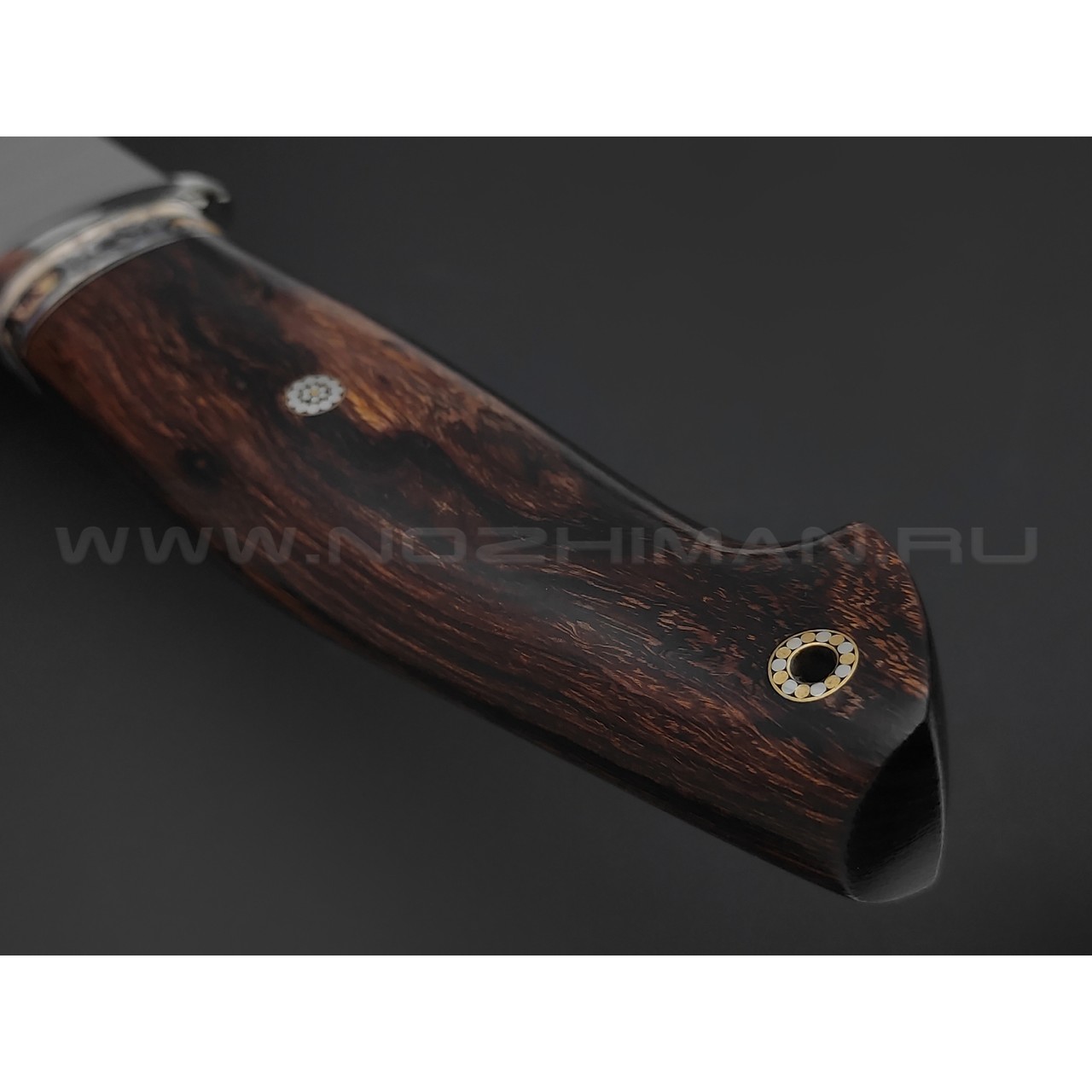 Кузница Ковчег нож Варяг сталь M398, рукоять Айронвуд, зуб мамонта, мельхиор
