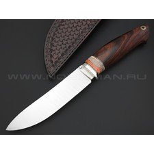 Кузница Ковчег нож Таежный сталь S390, рукоять Айронвуд, зуб мамонта, мельхиор