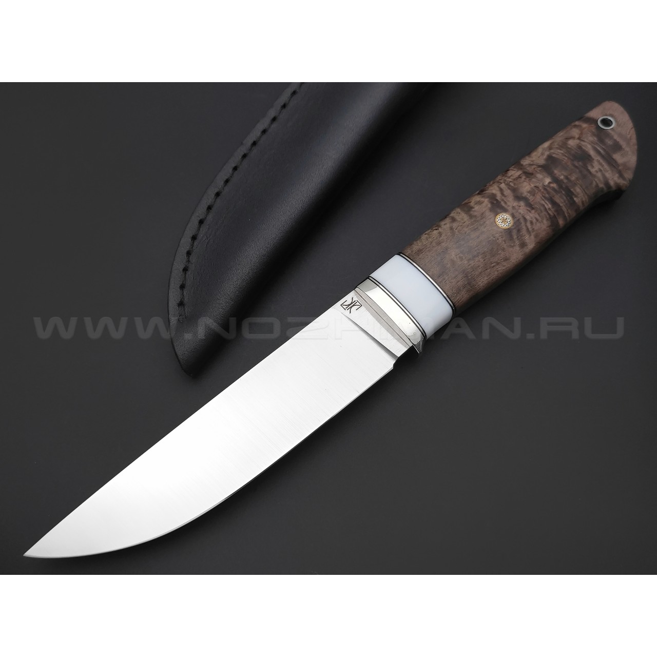 Кузница Ковчег нож Скаут сталь D2, рукоять Карельская береза, кориан, мельхиор