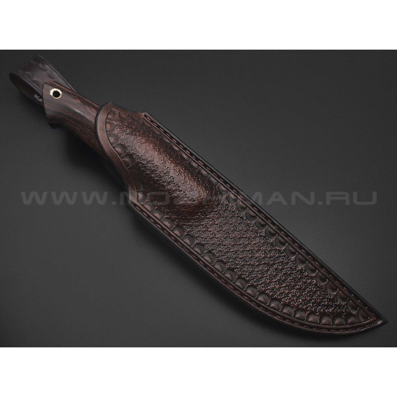 Кузница Ковчег нож Варяг сталь S390, рукоять Айронвуд, зуб мамонта, мельхиор