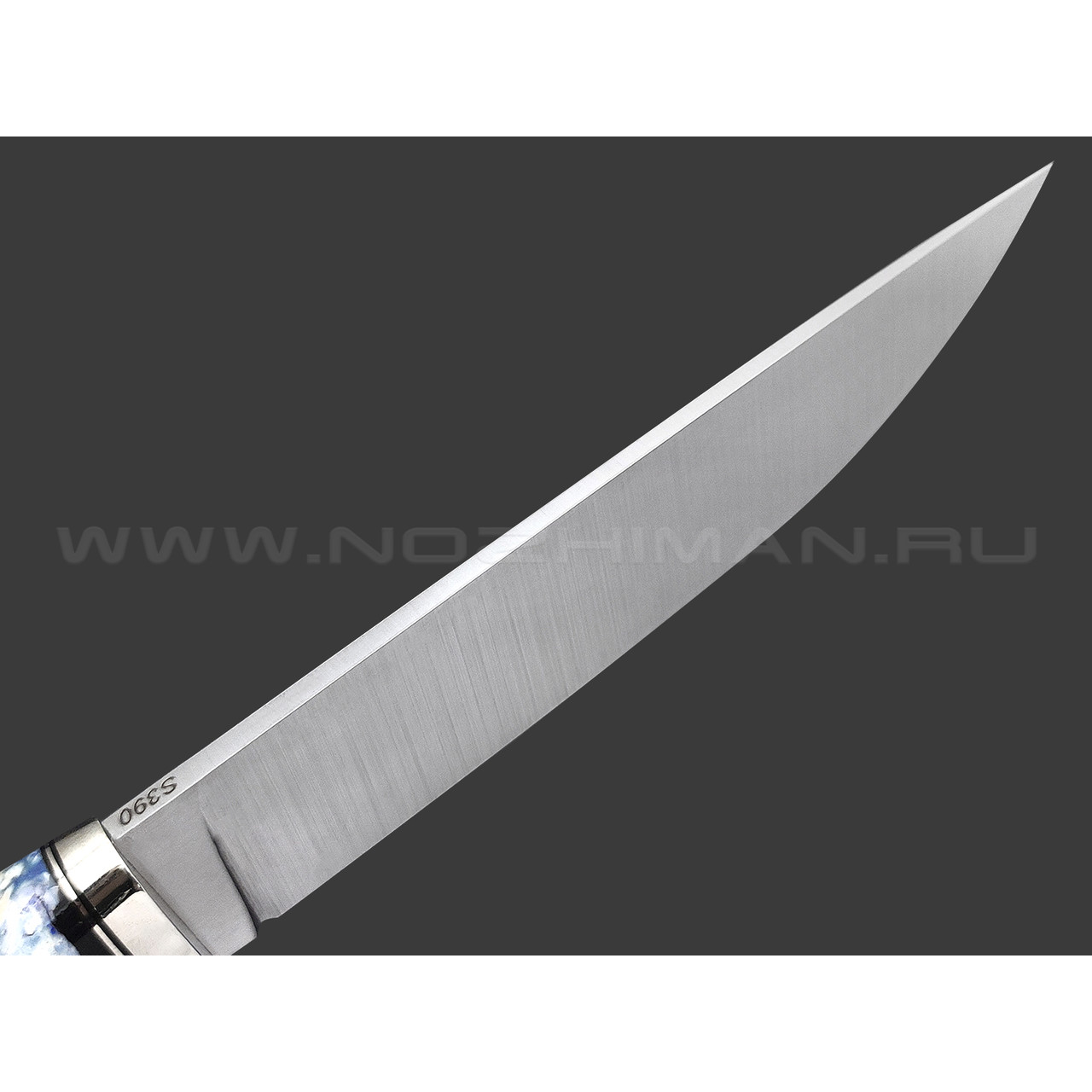 Кузница Ковчег нож Скаут сталь S390, рукоять Микарта, зуб мамонта, мельхиор