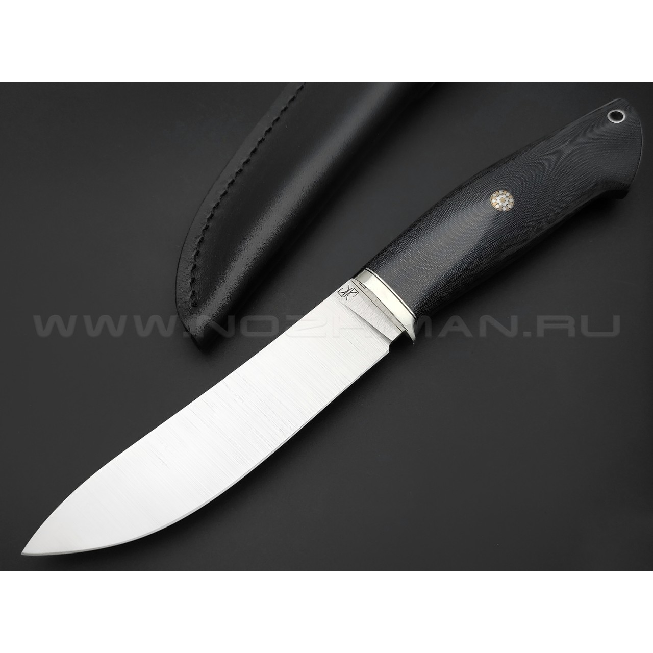 Кузница Ковчег нож Таежный сталь S390, рукоять Микарта, мельхиор
