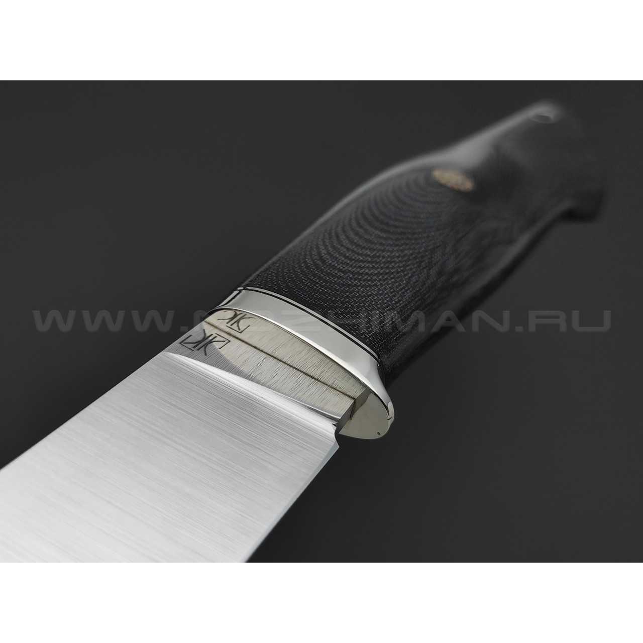 Кузница Ковчег нож Таежный сталь S390, рукоять Микарта, мельхиор