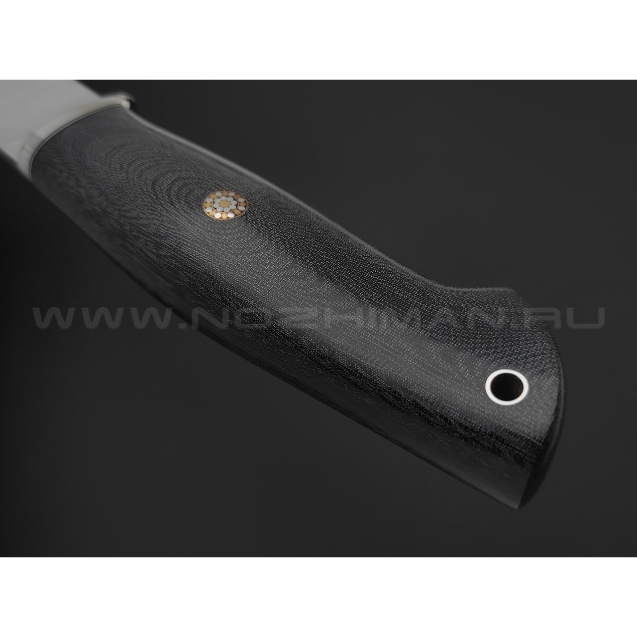 Кузница Ковчег нож Таежный сталь S390, рукоять Микарта, мельхиор