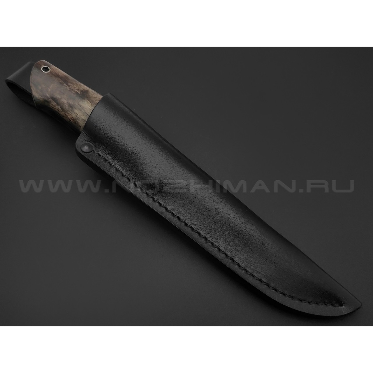 Кузница Ковчег нож Таежный сталь Elmax, рукоять Карельская береза, мельхиор