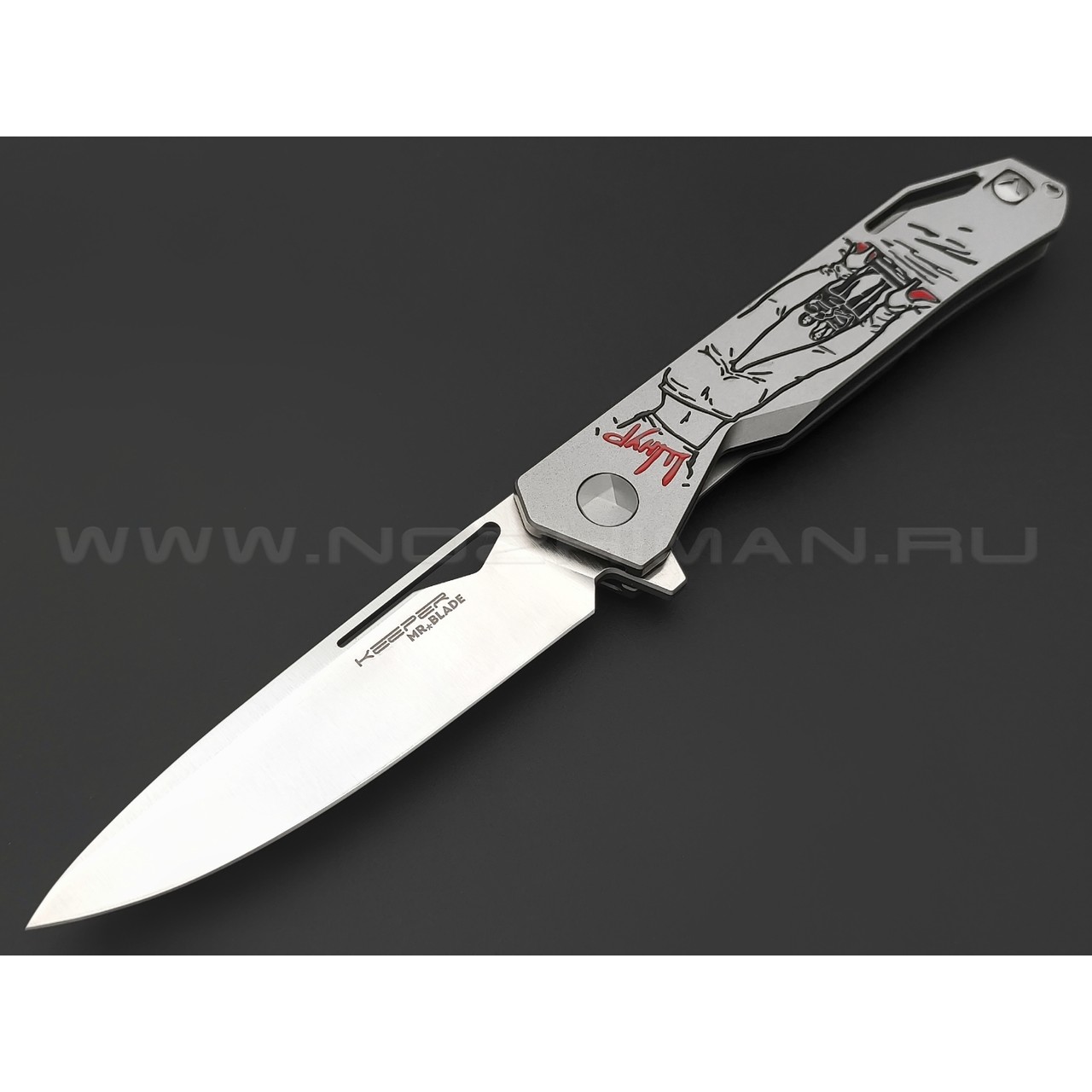 Mr.Blade нож Keeper сталь M390, рукоять титан - Лабутены (Сергей Шнуров) 