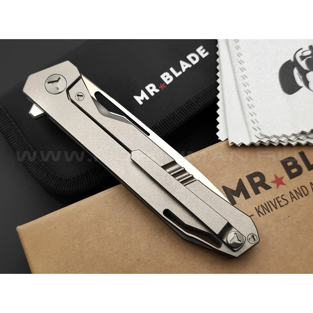 Mr.Blade нож Keeper сталь M390, рукоять титан - NO SHNUR NO PARTY (Сергей Шнуров) Metallic