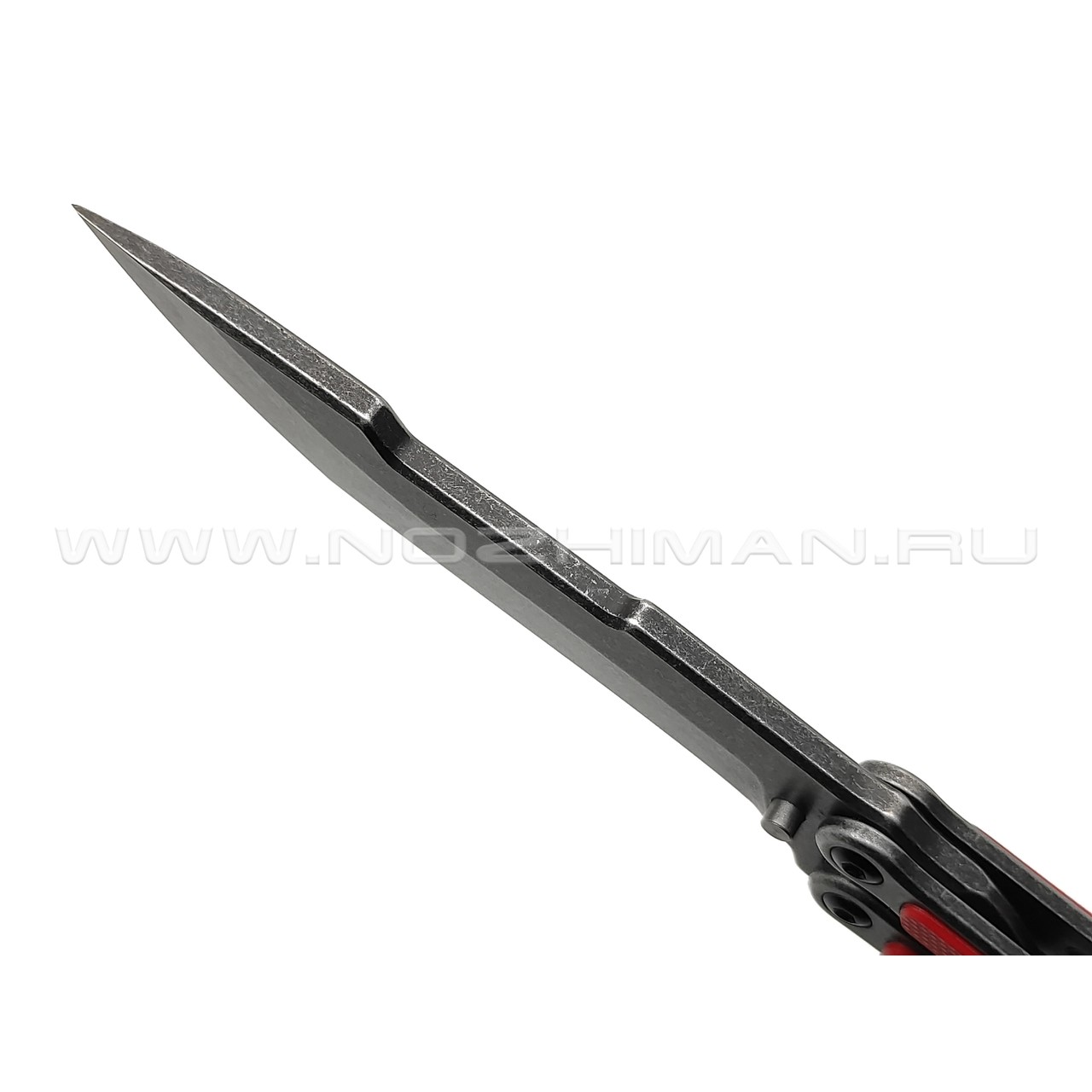 Mr.Blade балисонг Madcap сталь Aus-8 блэквош, рукоять G10 red