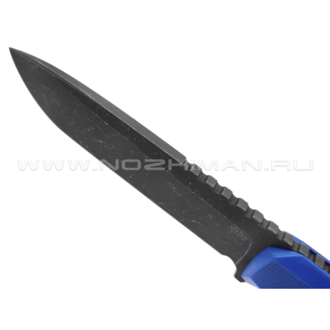 Нож с Котом Тик-Так 2 сталь X105, рукоять G10 blue, kydex blue