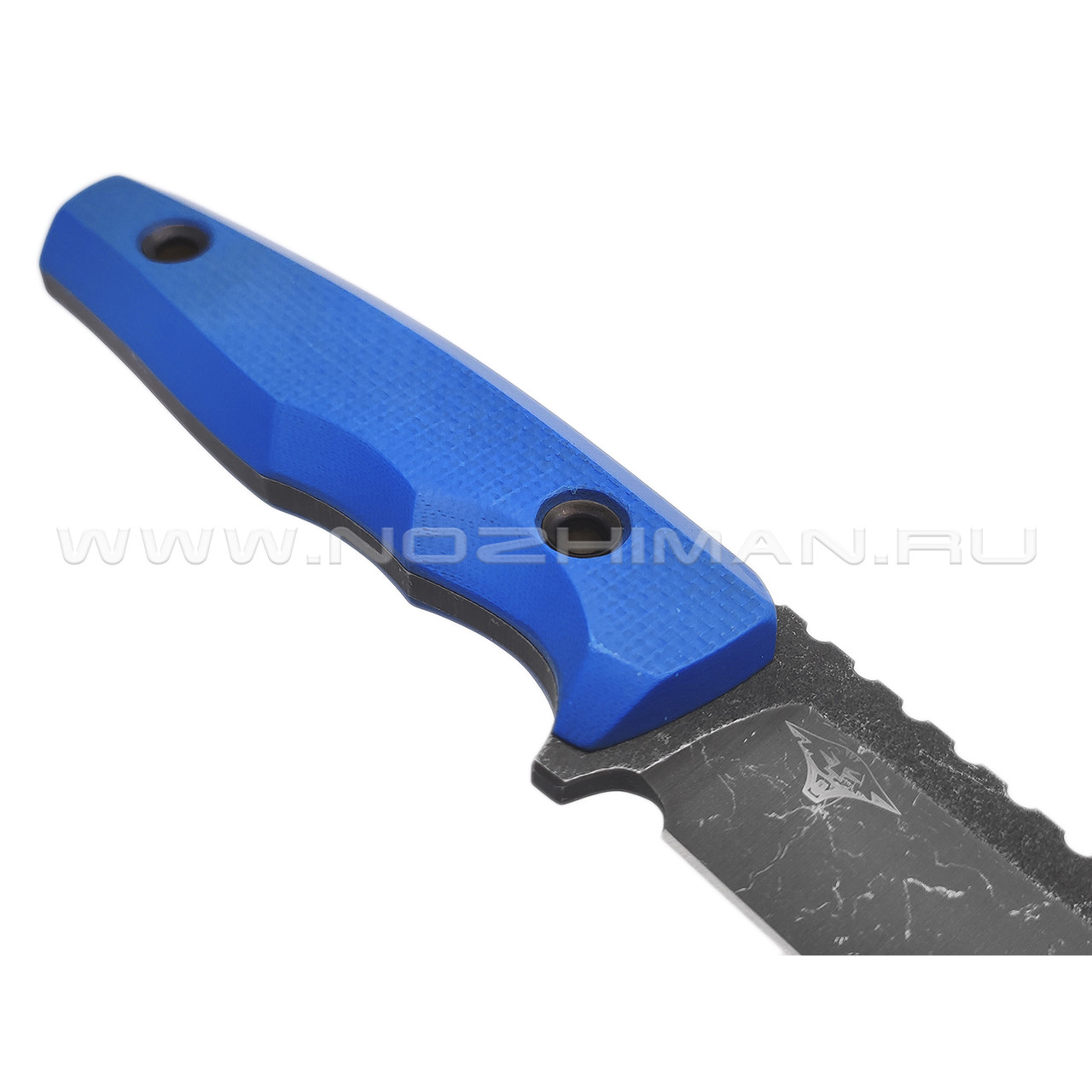 Нож с Котом Тик-Так 2 сталь X105, рукоять G10 blue, kydex blue