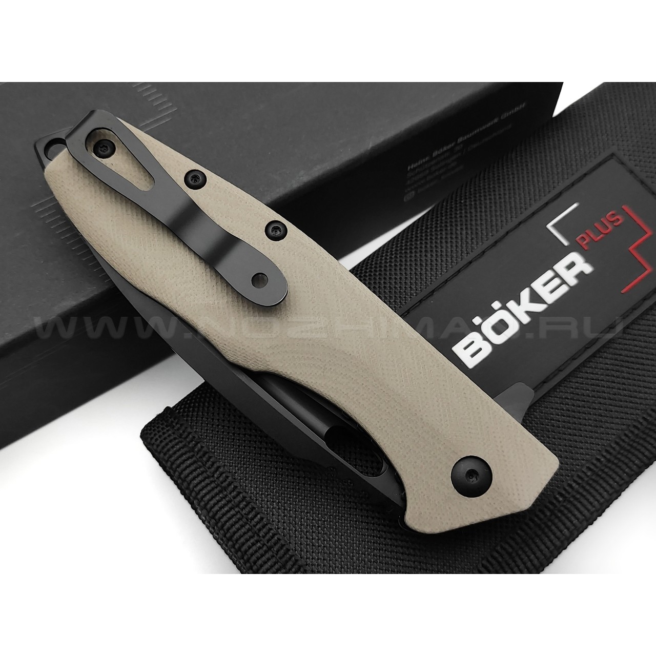 Нож Boker Plus Caracal Folder Tactical 01BO759 сталь D2 black, рукоять G10 tan