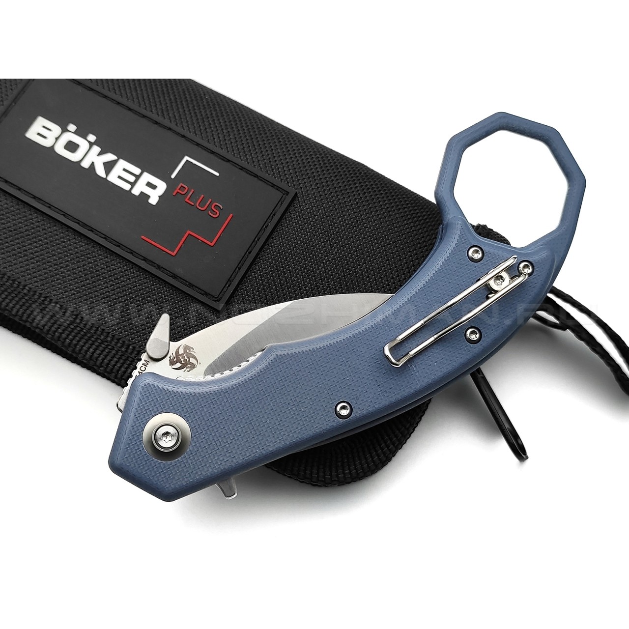 Нож Boker Plus HEL Karambit 01BO516 сталь 154СМ satin, рукоять G10 blue, steel