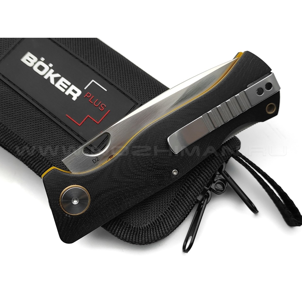 Нож Boker Plus Epicenter Backlock 01BO545 сталь D2 satin, рукоять G10 black & yellow