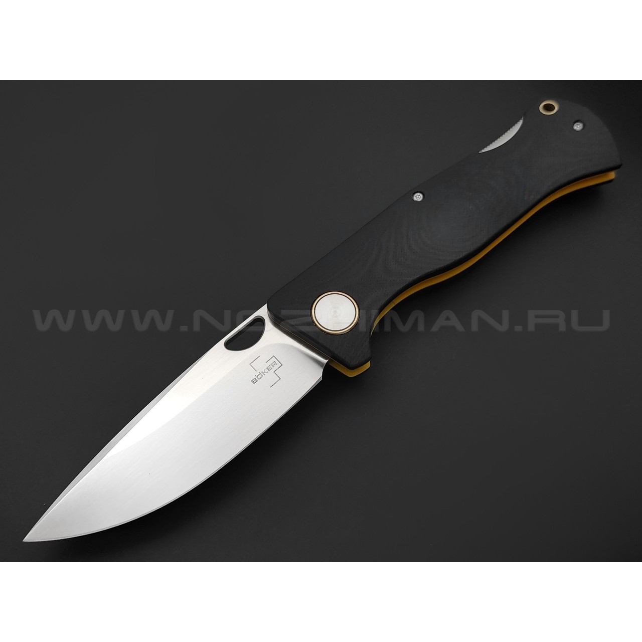 Нож Boker Plus Epicenter Backlock 01BO545 сталь D2 satin, рукоять G10 black & yellow