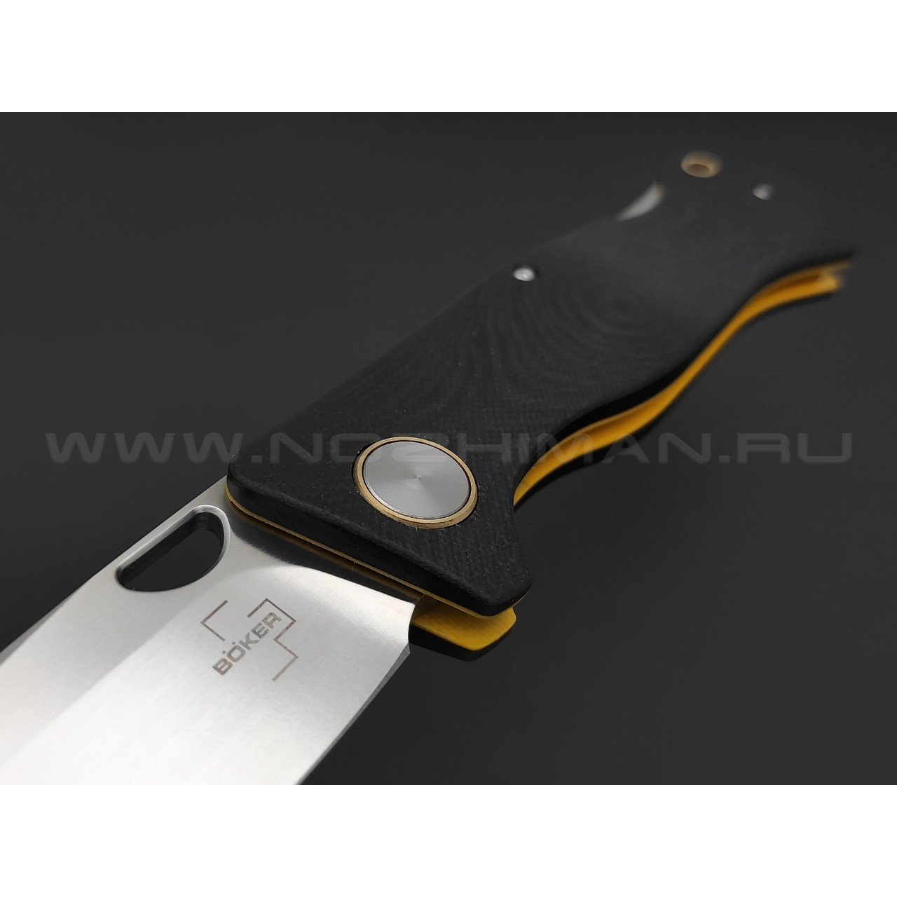 Нож Boker Plus Epicenter Backlock 01BO545 сталь D2 satin, рукоять G10 black & yellow