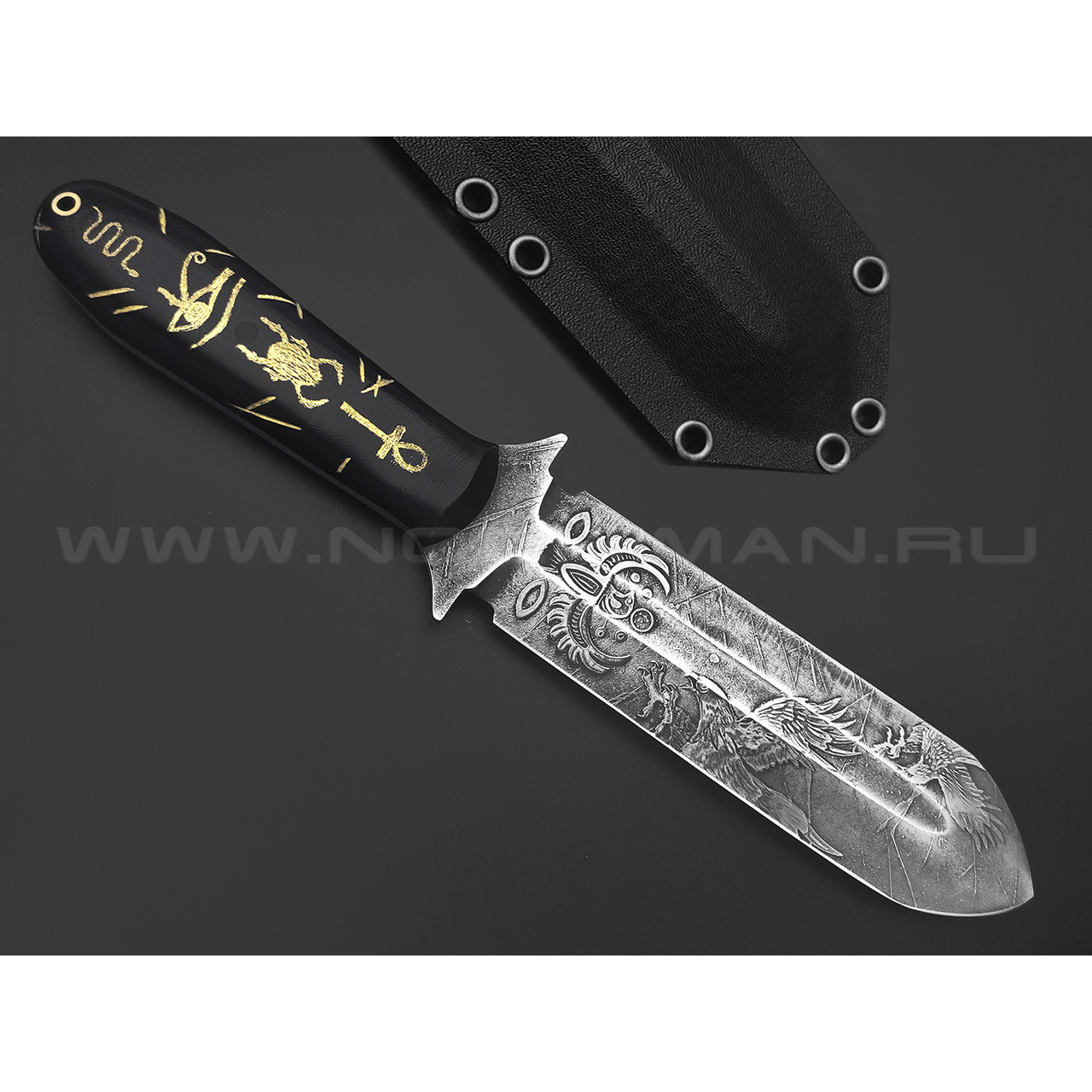 Волчий Век нож Lancette Custom Egypt Edition сталь N690 WA, рукоять G10 с ручной гравировкой