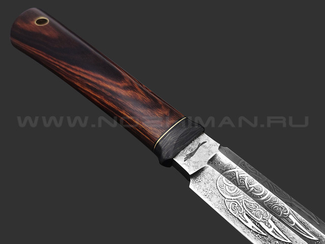 Волчий Век нож Слон Custom сталь PGK WA травление, рукоять Айронвуд, carbon fiber