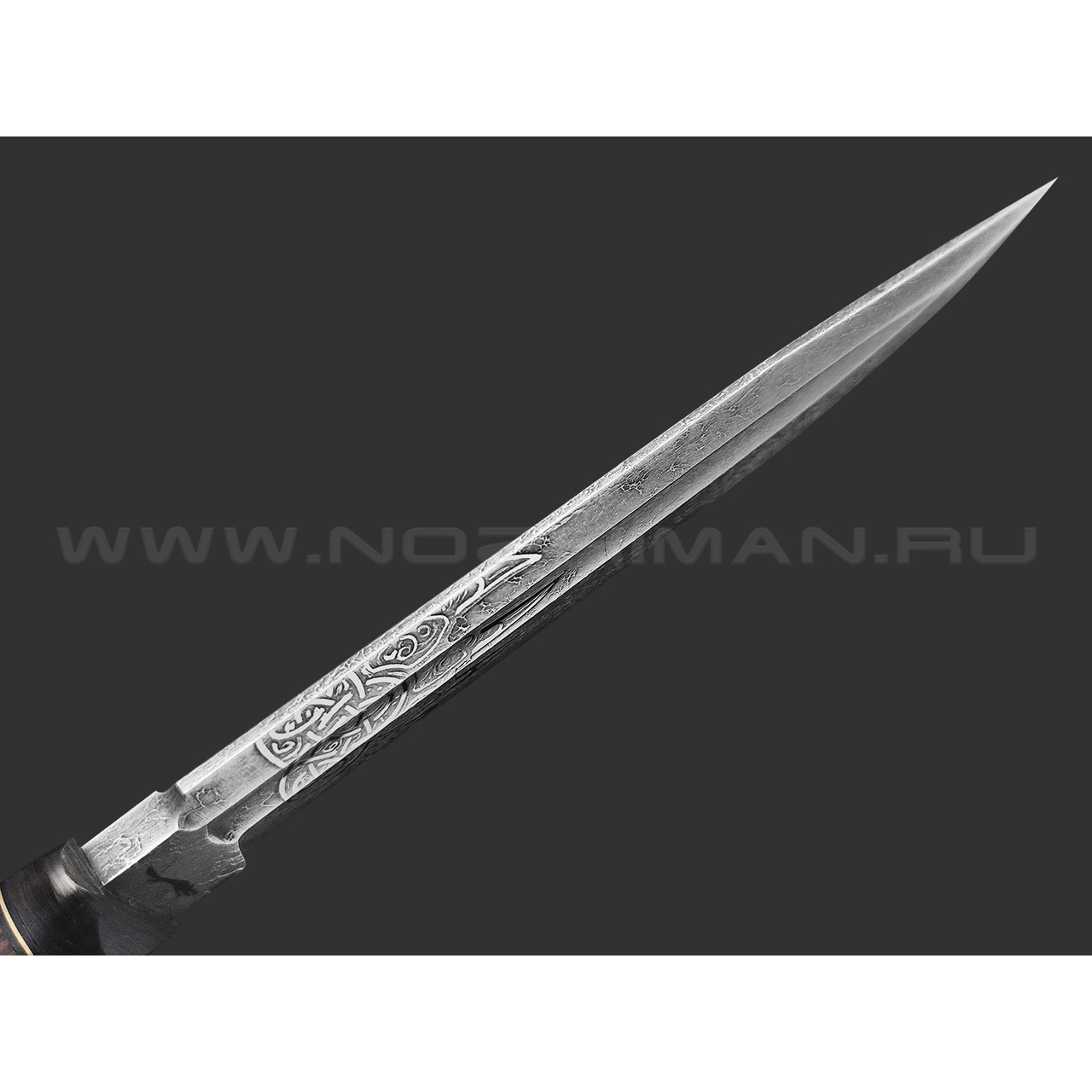 Волчий Век нож Слон Custom сталь PGK WA травление, рукоять Айронвуд, carbon fiber