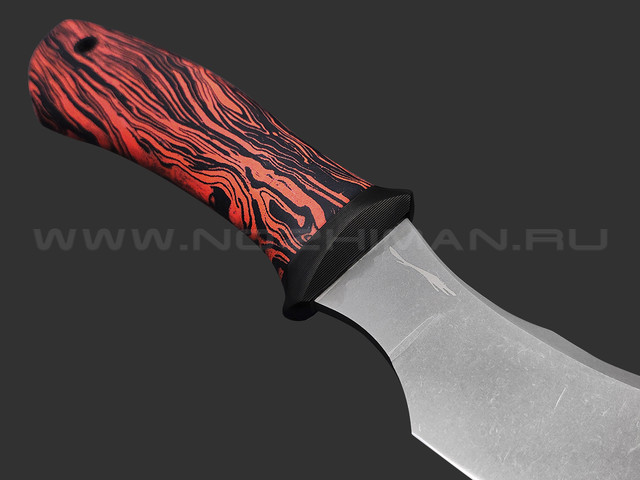 Волчий Век нож Перс Custom сталь N690 WA stonewash, рукоять Micarta chaotic black & red, carbon fiber