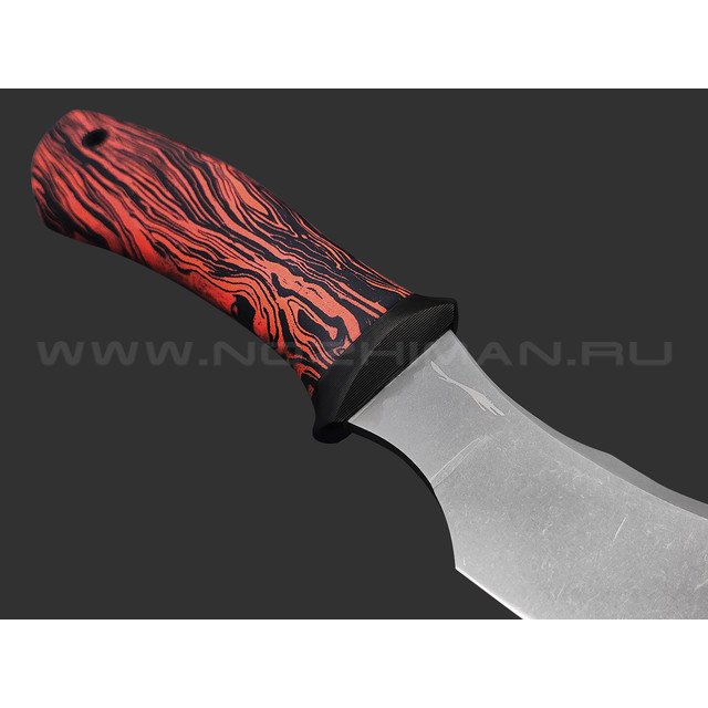 Волчий Век нож Перс Custom сталь N690 WA стоунвош, рукоять Micarta chaotic black & red, carbon fiber