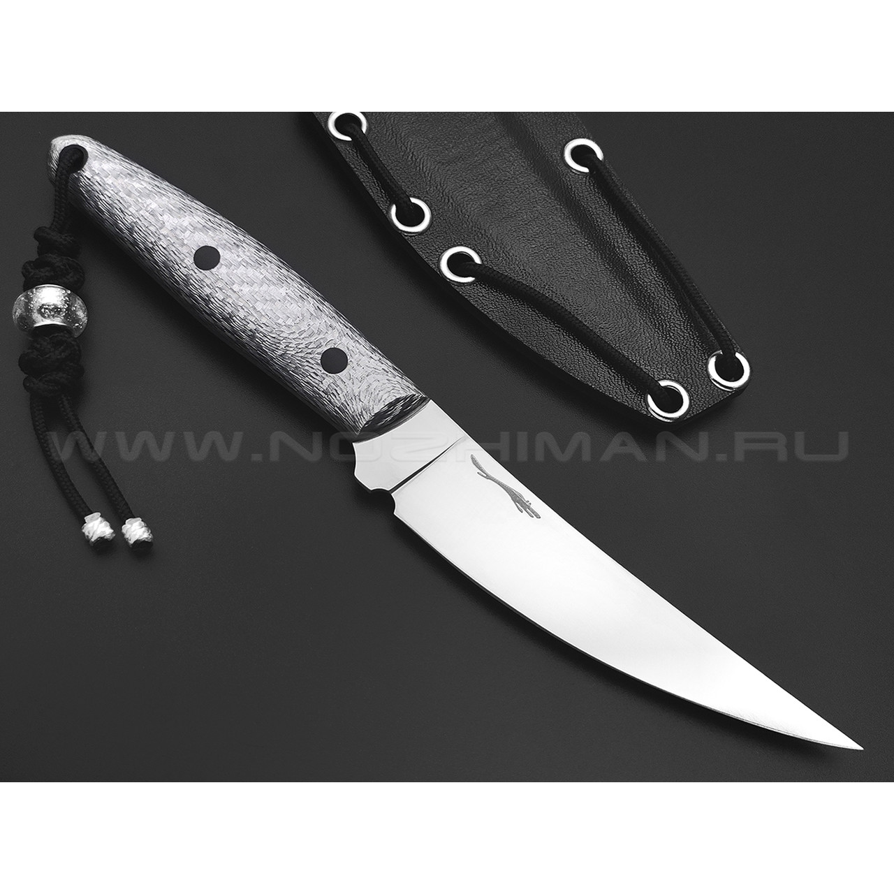 Волчий Век нож Перс сталь Custom MELT ручной сатин, рукоять Silver Twill, carbon fiber